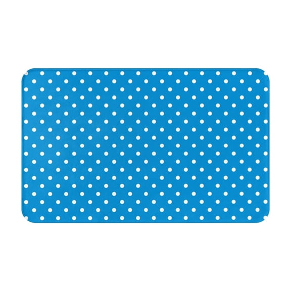 Bathroom Rugs Non Slip Washable - cute white polka dots blue Kitchen Mats for Floor, Area Rugs for Entryway Rugs Indoor, Laundry Bathroom Room Door Rug with Rubber Backing 20x31.5in