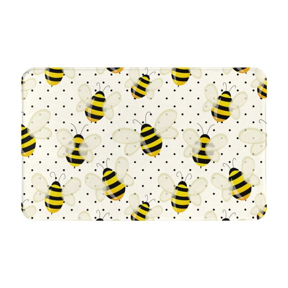 Bathroom Rugs Non Slip Washable - cute yellow bees polka dots Kitchen Mats for Floor, Area Rugs for Entryway Rugs Indoor, Laundry Bathroom Room Door Rug with Rubber Backing 20x31.5in