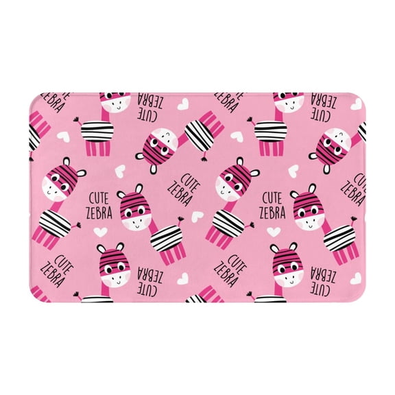 Bathroom Rugs Non Slip Washable - cute zebra pink cartoon Kitchen Mats for Floor, Area Rugs for Entryway Rugs Indoor, Laundry Bathroom Room Door Rug with Rubber Backing 20x31.5in