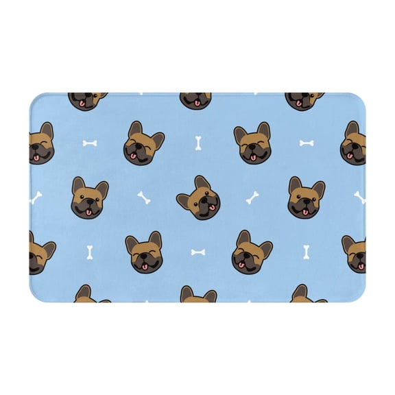 Bathroom Rugs Non Slip Washable - french Bulldog Face Kitchen Mats for Floor, Area Rugs for Entryway Rugs Indoor, Laundry Bathroom Room Door Rug with Rubber Backing 20x31.5in