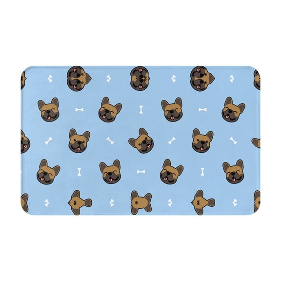 Bathroom Rugs Non Slip Washable - french Bulldog Face Kitchen Mats for Floor, Area Rugs for Entryway Rugs Indoor, Laundry Bathroom Room Door Rug with Rubber Backing 20x31.5in
