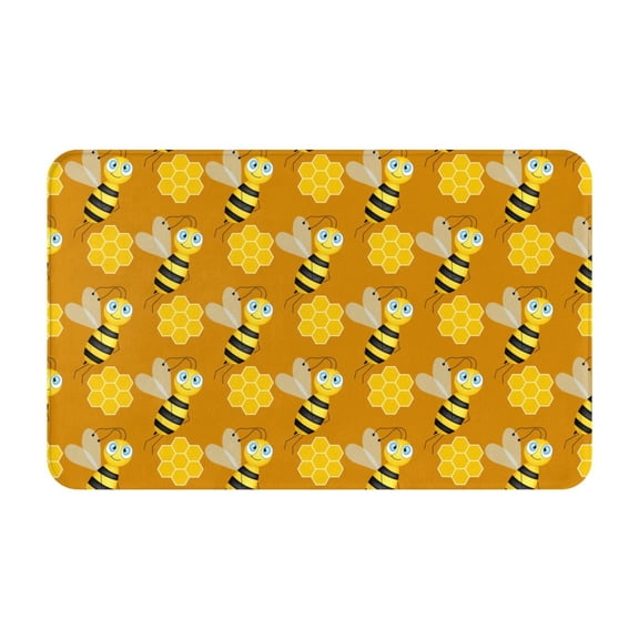 Bathroom Rugs Non Slip Washable - funny bees honeycombs yellow Kitchen Mats for Floor, Area Rugs for Entryway Rugs Indoor, Laundry Bathroom Room Door Rug with Rubber Backing 20x31.5in