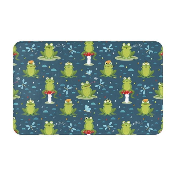 Bathroom Rugs Non Slip Washable - funny frogs dragonfly Raining Kitchen Mats for Floor, Area Rugs for Entryway Rugs Indoor, Laundry Bathroom Room Door Rug with Rubber Backing 20x31.5in