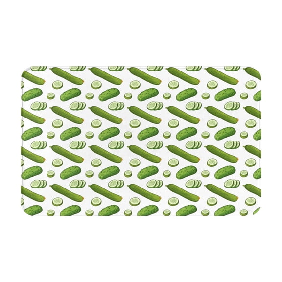 Bathroom Rugs Non Slip Washable - green Cucumber slices print Kitchen Mats for Floor, Area Rugs for Entryway Rugs Indoor, Laundry Bathroom Room Door Rug with Rubber Backing 20x31.5in