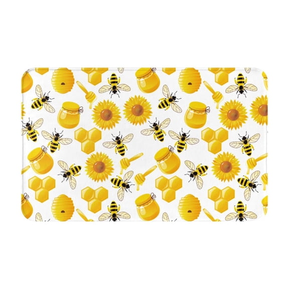 Bathroom Rugs Non Slip Washable - lively cartoon bees honey Kitchen Mats for Floor, Area Rugs for Entryway Rugs Indoor, Laundry Bathroom Room Door Rug with Rubber Backing 20x31.5in