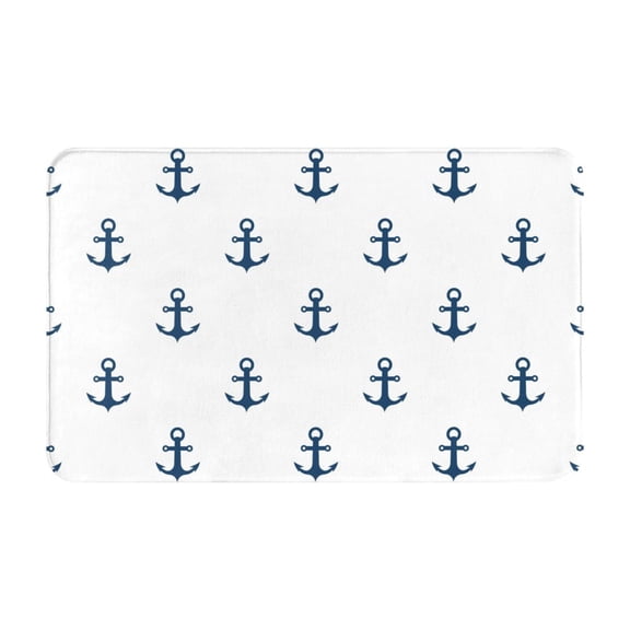 Bathroom Rugs Non Slip Washable - navyblue anchor white cute Kitchen Mats for Floor, Area Rugs for Entryway Rugs Indoor, Laundry Bathroom Room Door Rug with Rubber Backing 20x31.5in