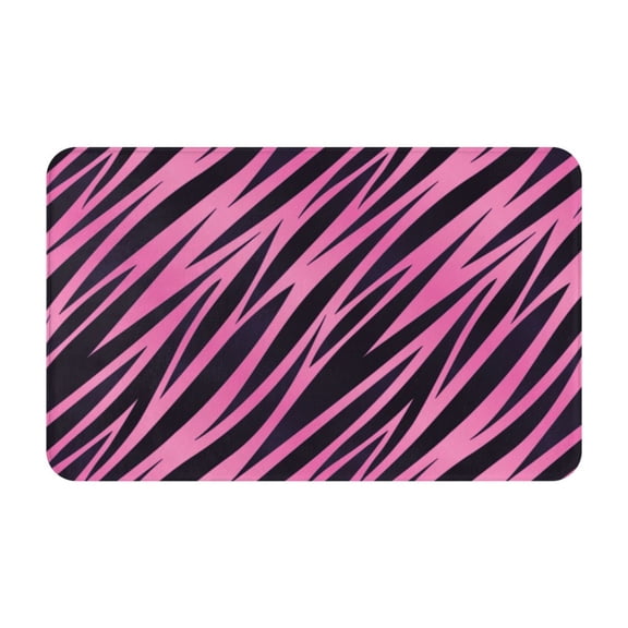 Bathroom Rugs Non Slip Washable - pink black zebra print striped Kitchen Mats for Floor, Area Rugs for Entryway Rugs Indoor, Laundry Bathroom Room Door Rug with Rubber Backing 20x31.5in