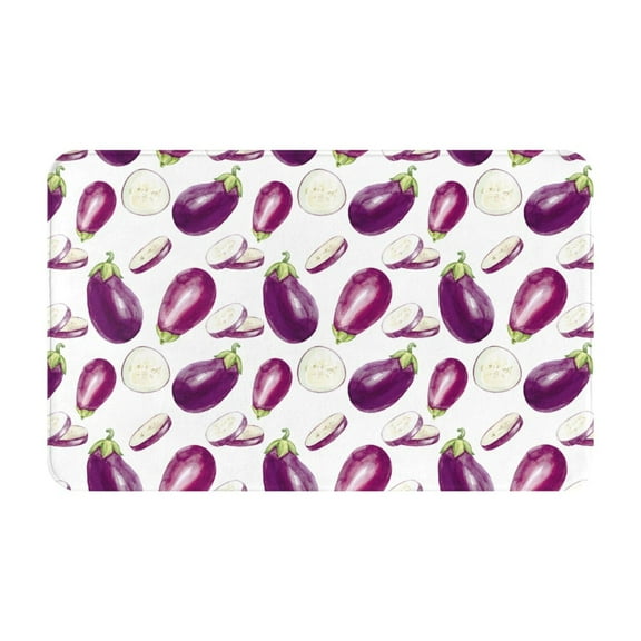 Bathroom Rugs Non Slip Washable - purple Eggplant slices Kitchen Mats for Floor, Area Rugs for Entryway Rugs Indoor, Laundry Bathroom Room Door Rug with Rubber Backing 20x31.5in