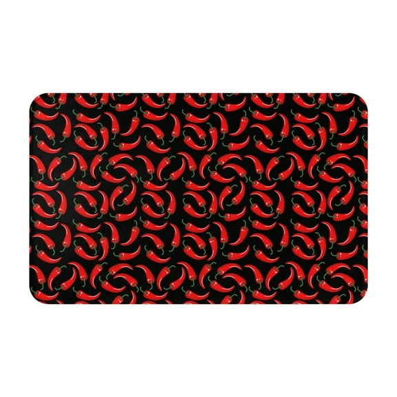 Bathroom Rugs Non Slip Washable - red Chili Pepper black Kitchen Mats for Floor, Area Rugs for Entryway Rugs Indoor, Laundry Bathroom Room Door Rug with Rubber Backing 20x31.5in