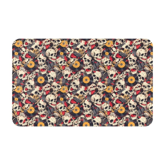 Bathroom Rugs Non Slip Washable - rock Skull record artist Kitchen Mats for Floor, Area Rugs for Entryway Rugs Indoor, Laundry Bathroom Room Door Rug with Rubber Backing 20x31.5in