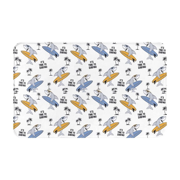 Bathroom Rugs Non Slip Washable - shark surfing Kitchen Mats for Floor, Area Rugs for Entryway Rugs Indoor, Laundry Bathroom Room Door Rug with Rubber Backing 20x31.5in