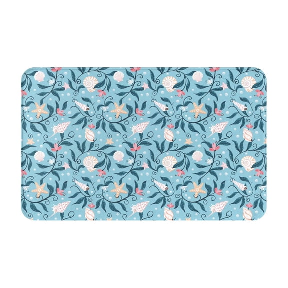 Bathroom Rugs Non Slip Washable - starfish seashells sea weed Kitchen Mats for Floor, Area Rugs for Entryway Rugs Indoor, Laundry Bathroom Room Door Rug with Rubber Backing 20x31.5in