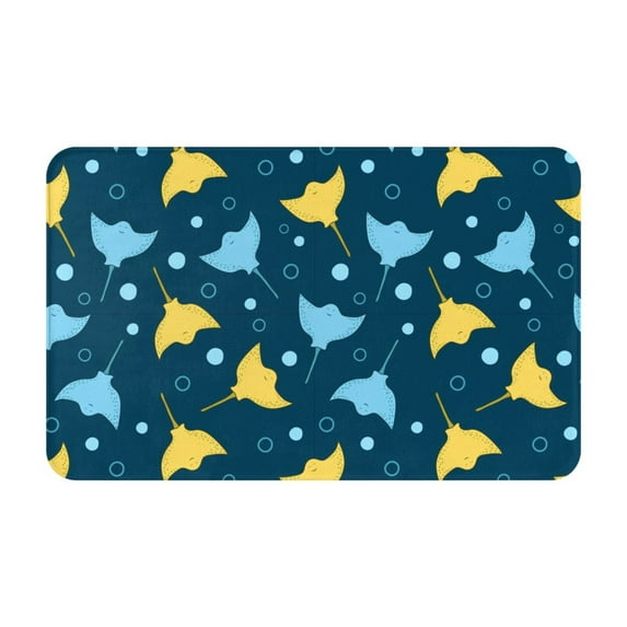 Bathroom Rugs Non Slip Washable - stingray cute navyblue dots Kitchen Mats for Floor, Area Rugs for Entryway Rugs Indoor, Laundry Bathroom Room Door Rug with Rubber Backing 20x31.5in