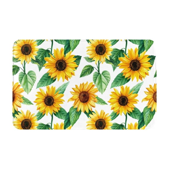Bathroom Rugs Non Slip Washable - sunflowers leaf cute Aesthetic Kitchen Mats for Floor, Area Rugs for Entryway Rugs Indoor, Laundry Bathroom Room Door Rug with Rubber Backing 20x31.5in