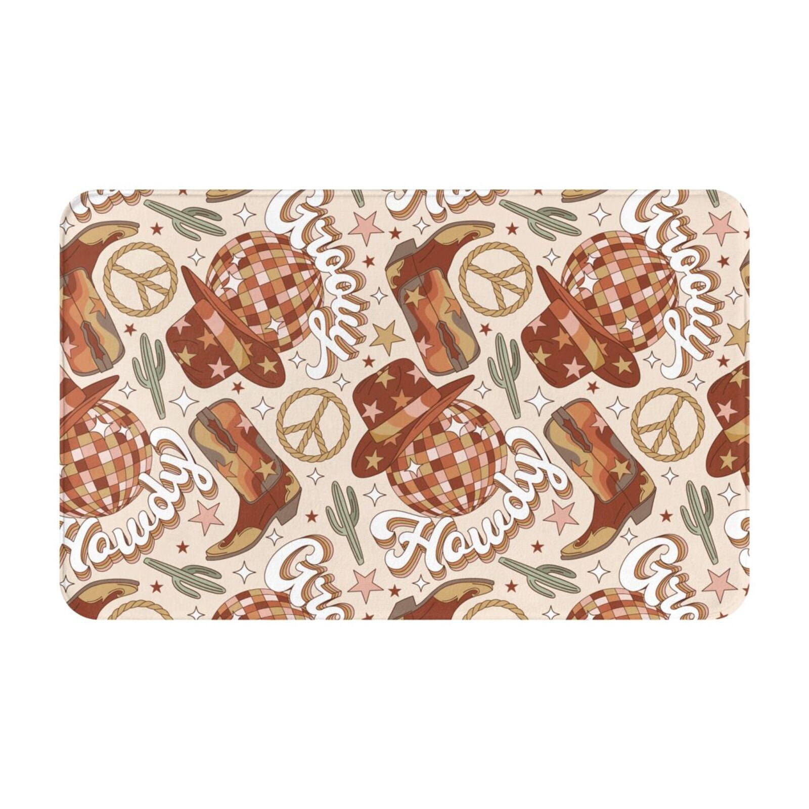 Bathroom Rugs Non Slip Washable - western disco cowboy hat boots retro ...
