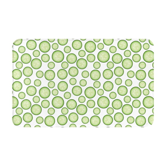 Bathroom Rugs Non Slip Washable - white Cucumber slices Kitchen Mats for Floor, Area Rugs for Entryway Rugs Indoor, Laundry Bathroom Room Door Rug with Rubber Backing 20x31.5in
