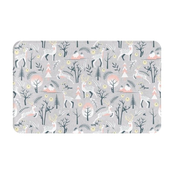 Bathroom Rugs Non Slip Washable - white Moose winter tree Kitchen Mats for Floor, Area Rugs for Entryway Rugs Indoor, Laundry Bathroom Room Door Rug with Rubber Backing 20x31.5in