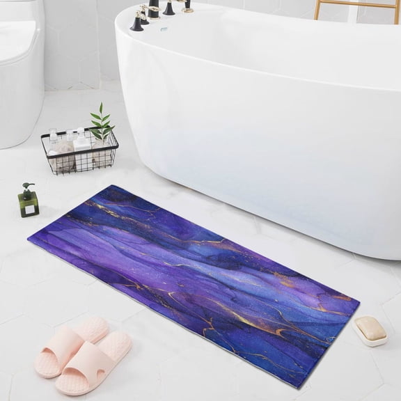 Bathroom Rugs Non-slip Soft, Comfortable Bath Mat Plush Absorbent Bathroom Mat Suitable for Kitchen Bathroom Entryway Kitchen Mat 39"20" Purple Marble Texture