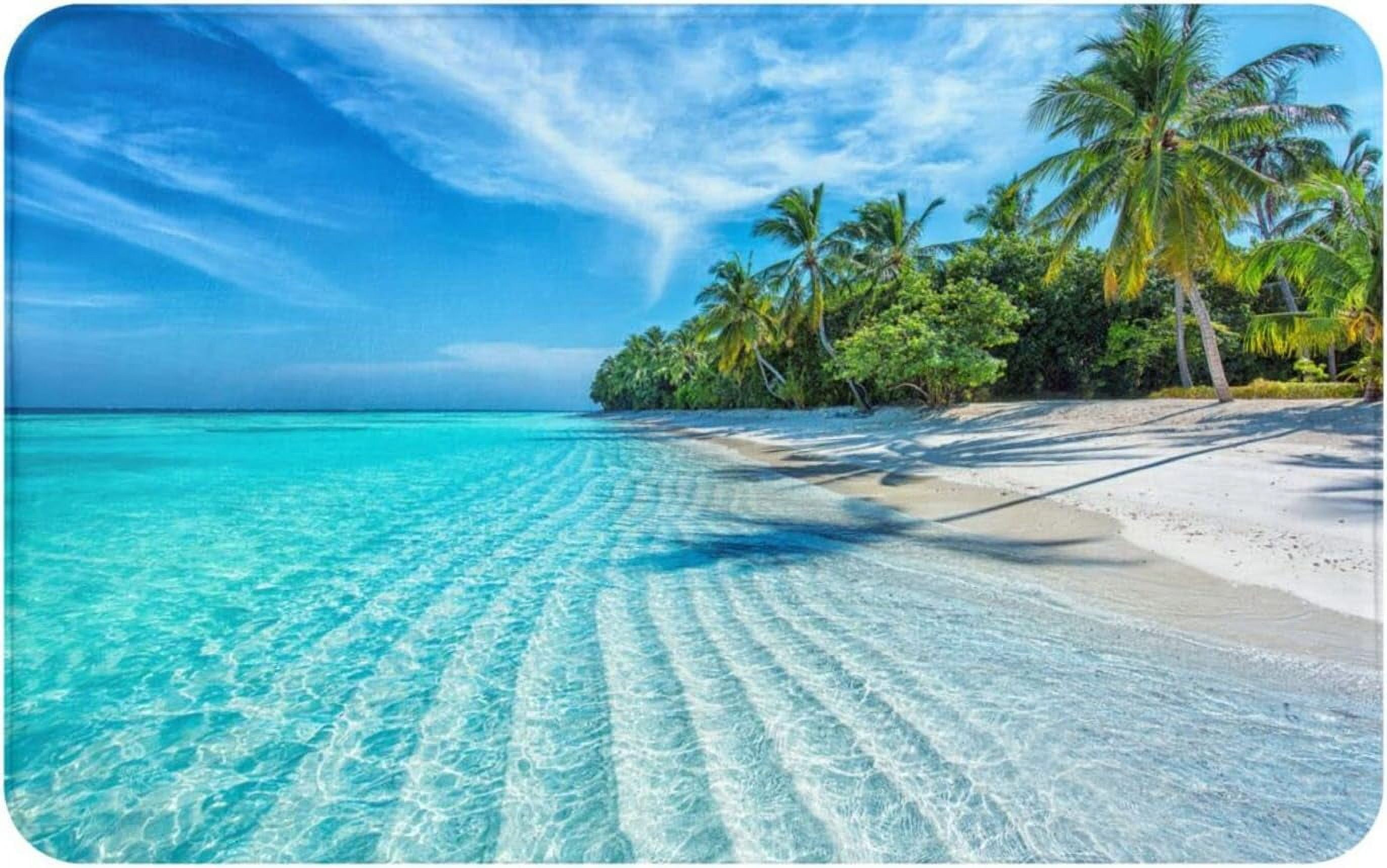 Bathroom Rugs Ocean Tropical Beach Bath Mat Soft NonSlip Rugs for