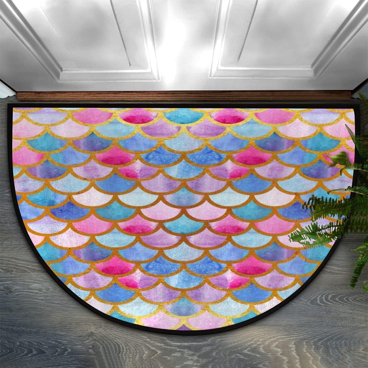 Bathroom Rugs Rainbow Mermaid Half Round Door Mat Half Circle Area Rug ...