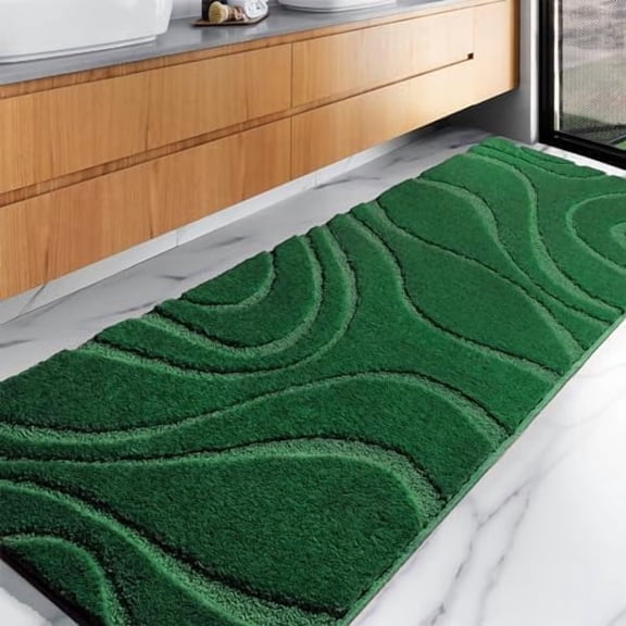 Bathroom Rugs Runner 24 x 72 Inch Extra Long Bath Rug Non-Slip Machine Washable Bath Mats Green Soft Carpets for Floor, Tub and Shower