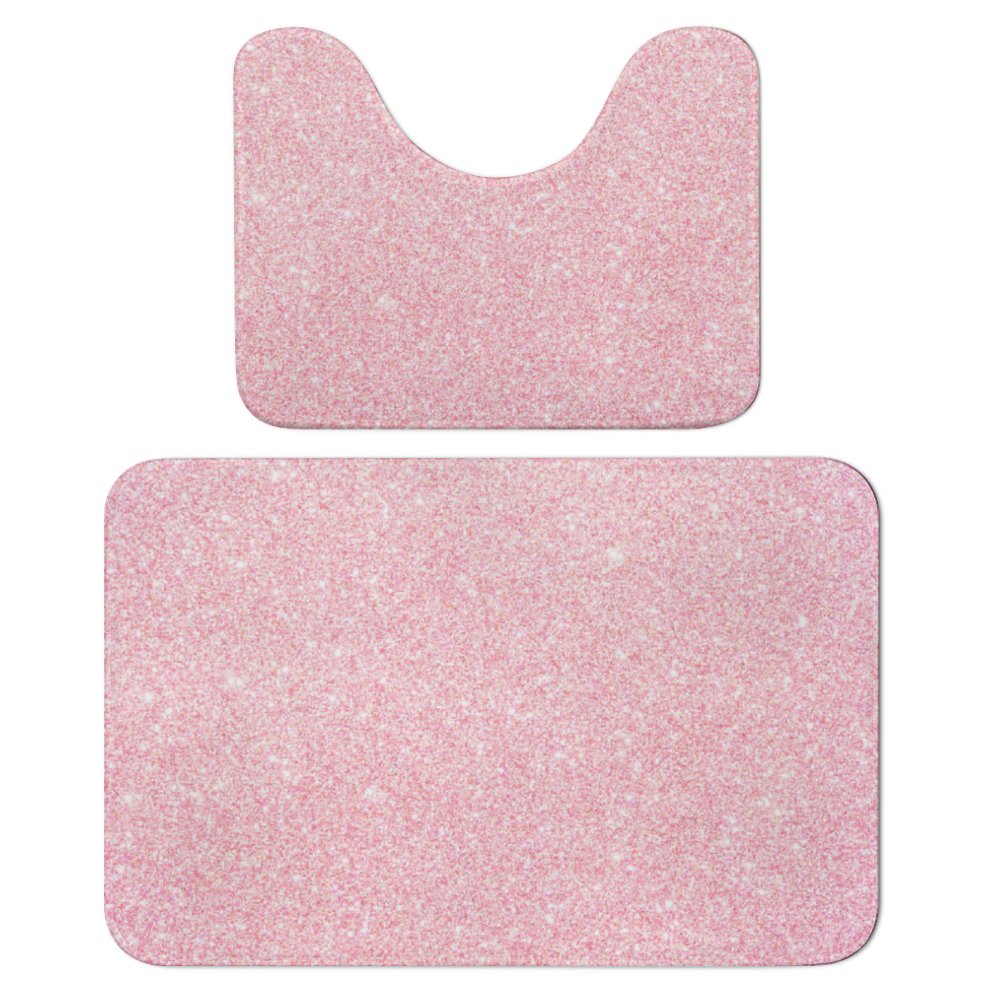Bathroom Rugs Set 2 Pieces, Pink Glitter Bathroom Set Quick Drying