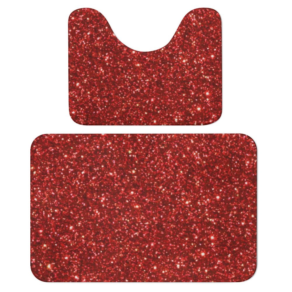 Bathroom Rugs Set 2 Pieces, Red Bling Bathroom Set - Quick Drying Bath ...