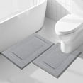 thumbnail image 1 of Bathroom Rugs Set of 2 Pieces with U Shaped Toilet Rug Contoured Mat Fluffy Plush Bath Mats Non Slip Bathroom Carpet Washable (20"x24"+20"x32",Light Grey), 1 of 8