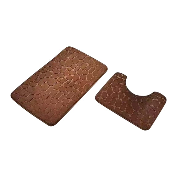Bathroom Rugs Set of 2, Washable Non-Slip Bathroom Rugs with U Shaped Commode Contour Rug Toilet Mats Bath Mats for Bathroom Floor Toilet Door Mat, Coffee