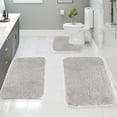 thumbnail image 1 of Bathroom Rugs Set of 3 - 3 Piece Bath Mats Set with Non-Slip Backing, Soft Absorbent Velvet Fleece Bath Mat for Bathroom, Toilet Mat and Shower Rug, Machine Washable for Home Bathroom Floor Decor, 1 of 6