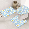 Bathroom Rugs Set 3 Piece Daisies Flowers Light Blue Starry Sky, Bath