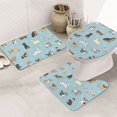 Bathroom Rugs Set 3 Piece Dog Pets, Bath Mats, Toilet Lid Cover, U