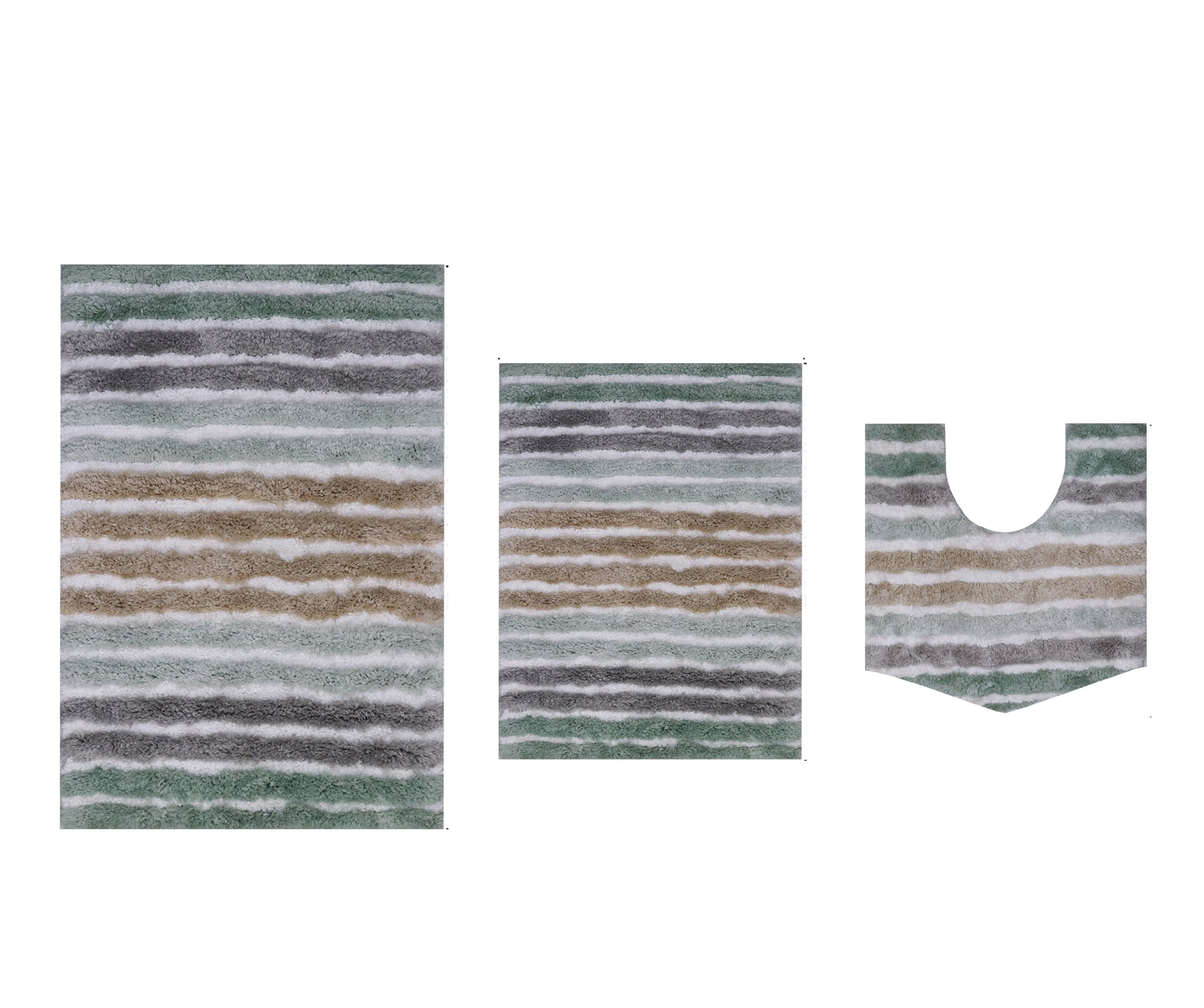 Bathroom Rugs Set of 3, Soft Microfiber Bath Mats, Absorbent & Quick Drying, Non-Slip Rubber Backing, Machine Washable Bathroom Floor Mats for Tub, Shower, Sink – 17x24, 20x32, 20x20 Green