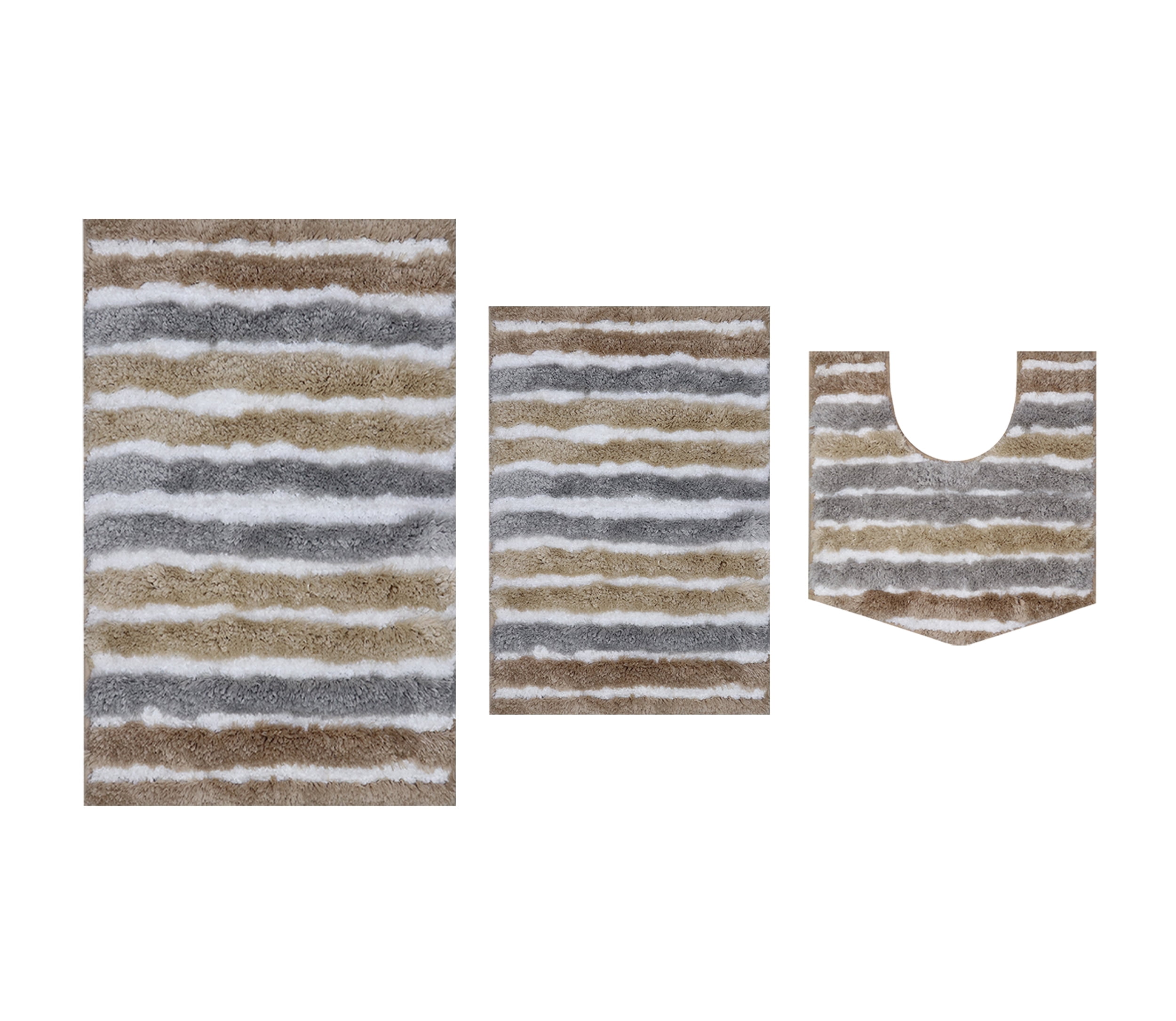 Bathroom Rugs Set of 3, Soft Microfiber Bath Mats, Absorbent & Quick Drying, Non-Slip Rubber Backing, Machine Washable Bathroom Floor Mats for Tub, Shower, Sink – 17x24, 20x32, 20x20 Linen
