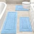 thumbnail image 1 of Bathroom Rugs Set 3, Yamaziot Bath Mats, Non Slip Washable Soft Absorbent Shower Blue Runner for Tub Floor with Toilet Mat, 1 of 9