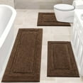thumbnail image 1 of Bathroom Rugs Set 3, Yamaziot Bath Mats, Non Slip Washable Soft Absorbent Shower Brown Runner for Tub Floor with Toilet Mat, 1 of 9