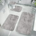thumbnail image 1 of Bathroom Rugs Set, 4 Pcs Non-Slip Adsorbent Bathroom Rugs, Soft Plush Bath Mat + Floor Mat + Toilet Lid Cover + U-Shaped Toilet Rug, Bathroom Mat Set for Bath Floor, Shower, Bathroom & Tub, Gray, 1 of 3