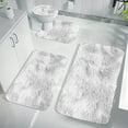 thumbnail image 1 of Bathroom Rugs Set, 4 Pcs Non-Slip Adsorbent Bathroom Rugs, Soft Plush Bath Mat + Floor Mat + Toilet Lid Cover + U-Shaped Toilet Rug, Bathroom Mat Set for Bath Floor, Shower, Bathroom & Tub, White, 1 of 3