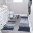 thumbnail image 1 of Bathroom Rugs Set 4 Piece | Absorbent Microfiber Plush Velvet Fleece | Non Slip Latex Backing | Machine Washable | Modern Style | Gray Brown Blue | Bathroom Toilet U Shaped Mat | Multiple Sizes, 1 of 7