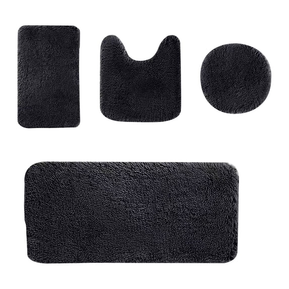 Bathroom Rugs Set 4 Piece, Plush Absorbent Bath Mats for Bathroom, Non Slip Machine Washable Bath Mat Set with Toilet Cover, Bath Runner and U-Shaped Contour Toilet Rug