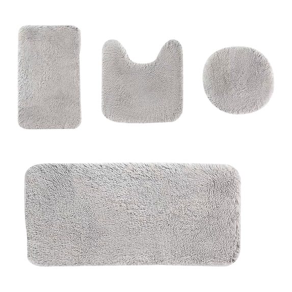 Bathroom Rugs Set 4 Piece, Plush Absorbent Bath Mats for Bathroom, Non Slip Machine Washable Bath Mat Set with Toilet Cover, Bath Runner and U-Shaped Contour Toilet Rug