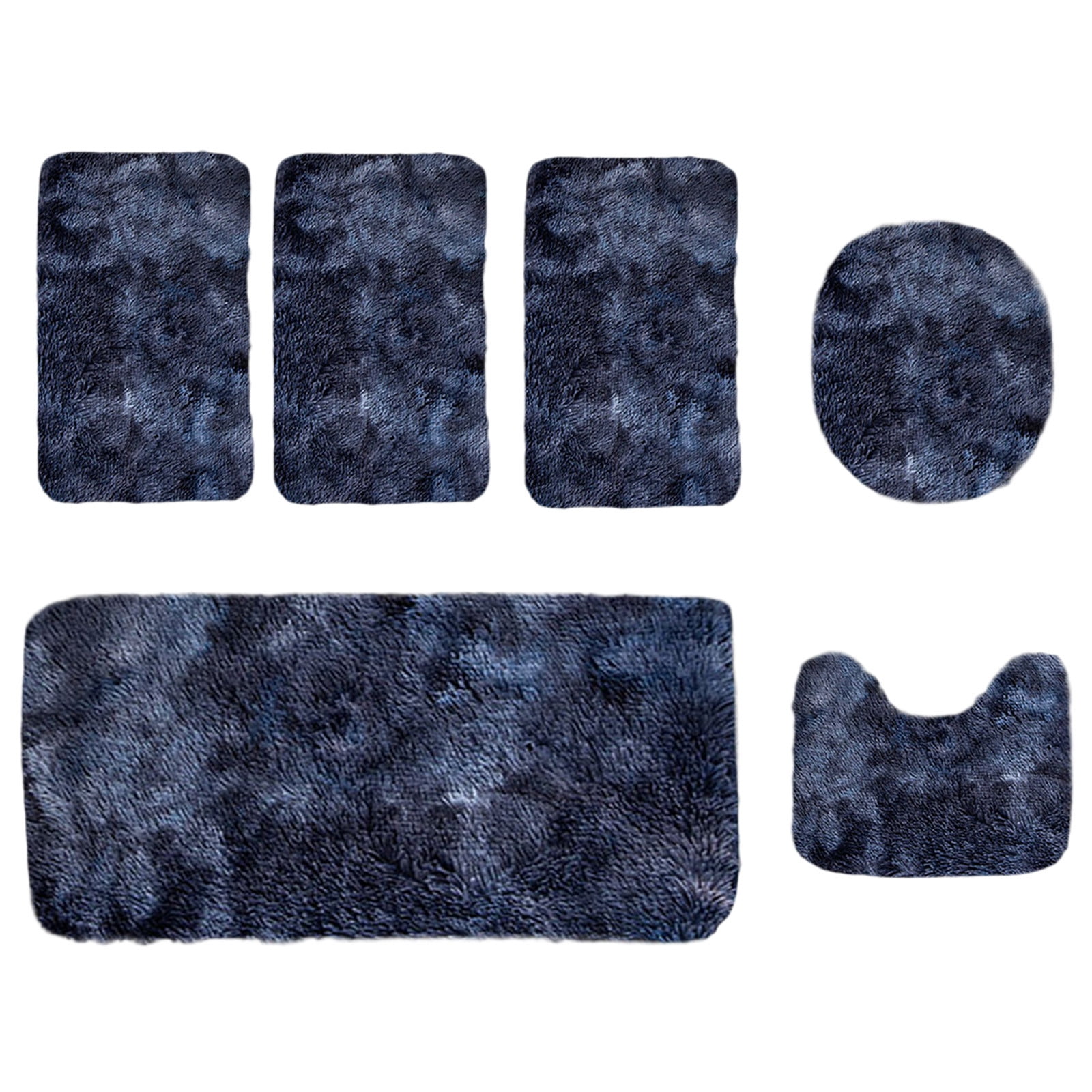 Bathroom Rugs Set of 6, 3 Bath Rugs, Contour Mat and Toilet Seat Cover ...