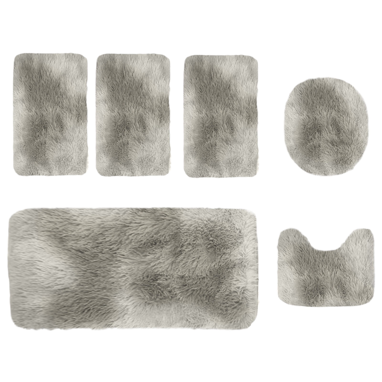 Bathroom Rugs Set of 6, 3 Bath Rugs, Contour Mat and Toilet Seat Cover ...