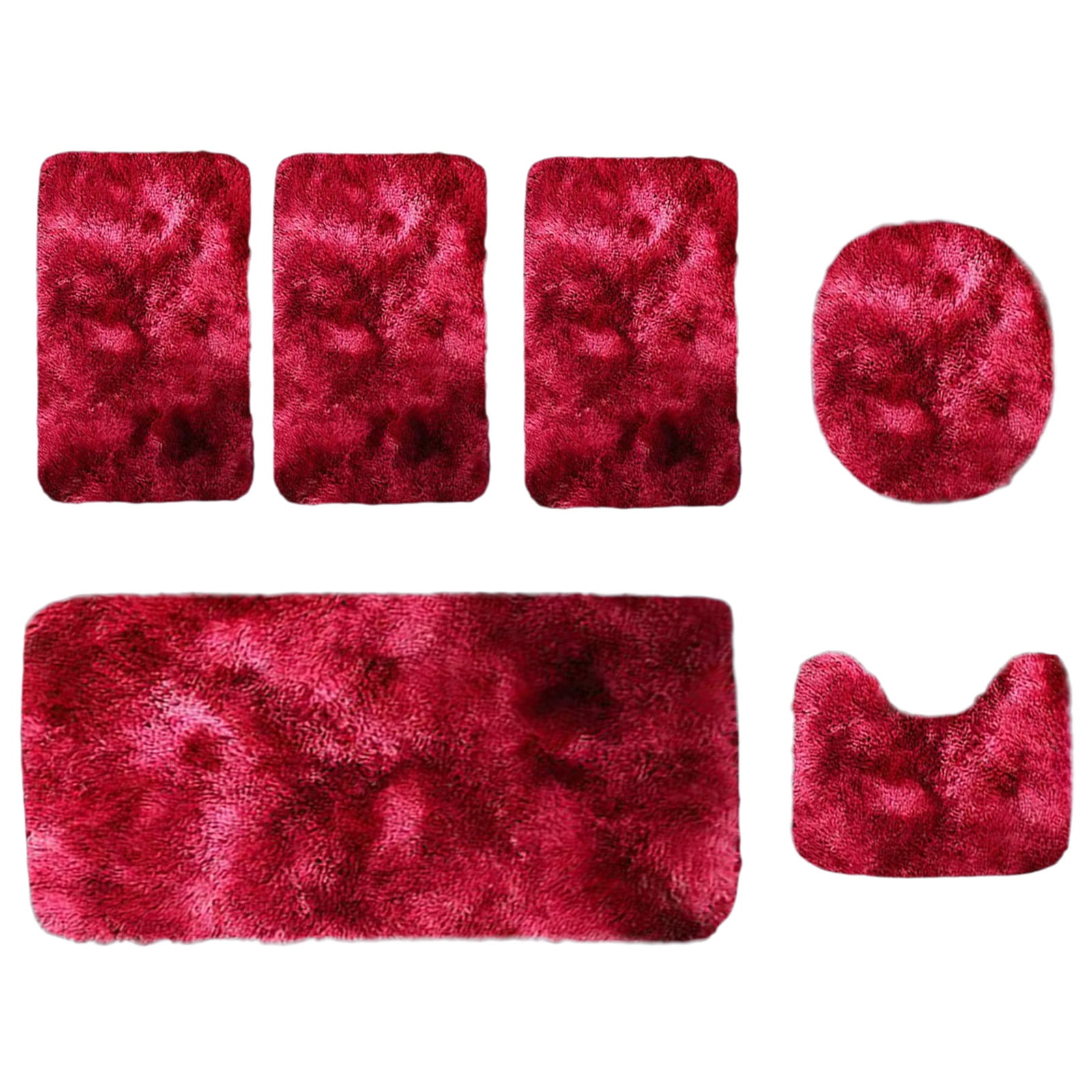 Bathroom Rugs Set of 6, 3 Bath Rugs, Contour Mat and Toilet Seat Cover ...