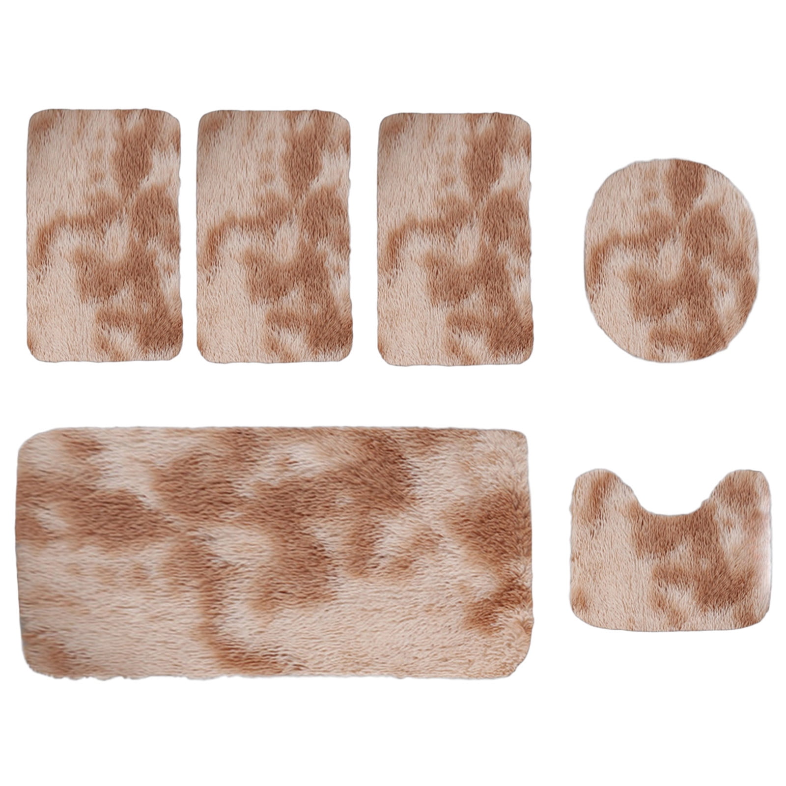 Bathroom Rugs Set of 6, 3 Bath Rugs, Contour Mat and Toilet Seat Cover ...