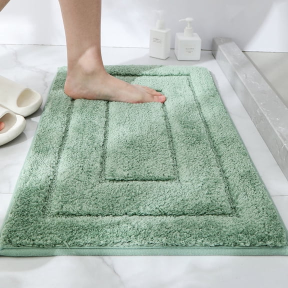 Bathroom Rugs Set with U-Shaped Mat, Non Slip, Quick Drying, Ultra Soft and Water Absorbent Bath Rug Mat Carpet Machine Washable(16"x24",Pea green)