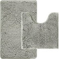 thumbnail image 1 of Bathroom Rugs Sets 2 Piece, Absorbent Bath Mat for Bathroom Very Soft Chenille Bathroom Rug Non-Slip, 32x20 + 20x20 Inch U Shape Bathroom Mat, Machine Washable Bath Rugs (Light Grey), 1 of 4