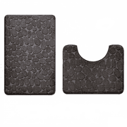 Bathroom Rugs Sets 2 Piece , Minimalist, Non Slip Washable Bath Mat and U-Shaped Toilet Rug (Gray)
