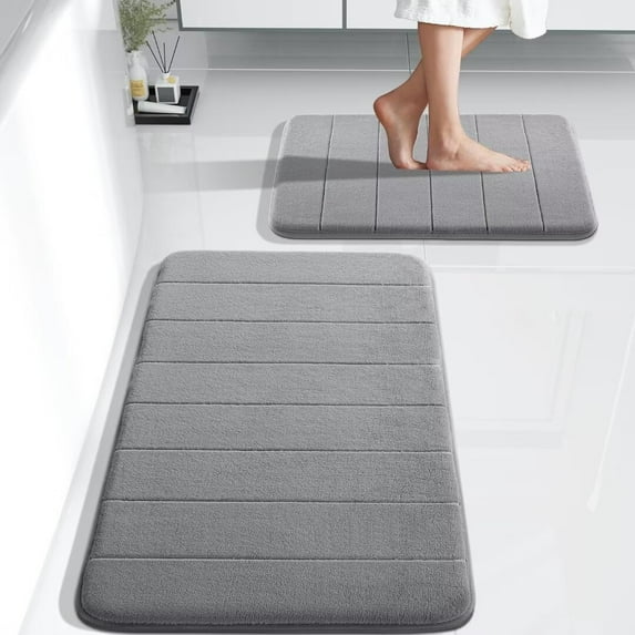 Bathroom Rugs Sets 2 Piece, Soft Absorbent Memory Foam Bath Mats Set, Dry Fast Bath Mat, Machine Washable Bath Rug Set for Bathroom, 17x24+44.1x24 Inches