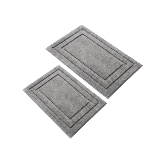 Bathroom Rugs Sets 2 Piece, Super Soft Absorbent Non Slip Microfiber Bath Mat and Contour Rug, Machine Washable for Bathroom Bedroom Living Room, Grey, 20x32 and 16x24 Inch